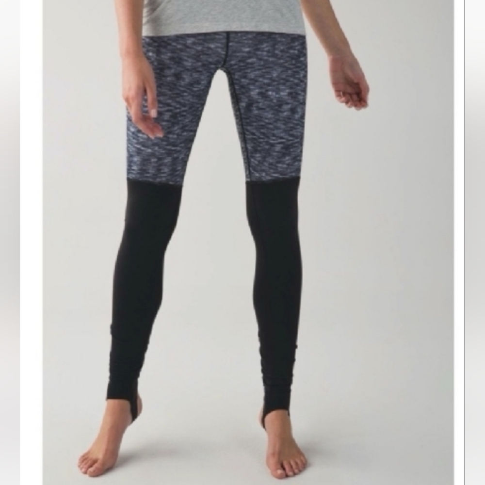 5/$40 EUC Lululemon wunder under stirrup ruched legging black heather grey sz 4